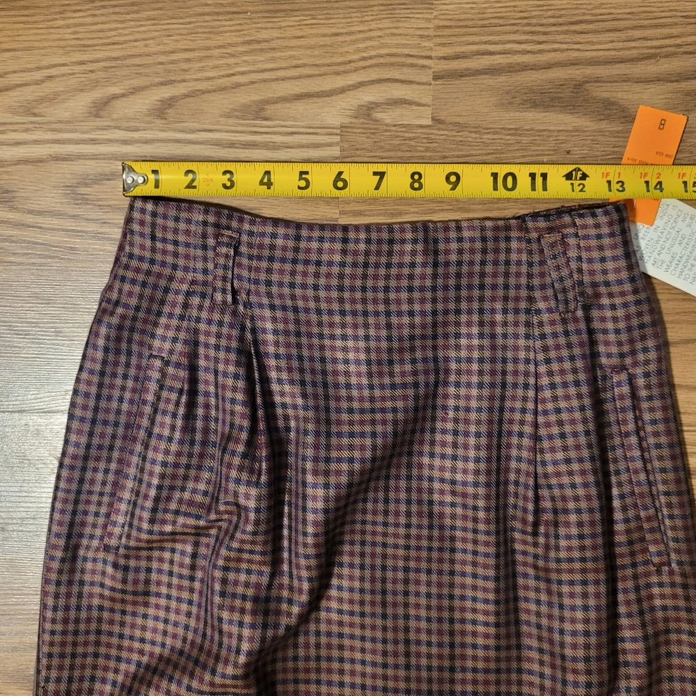 Silk Plaid Midi Skirt in Plum and Olive - Picture 9 of 9